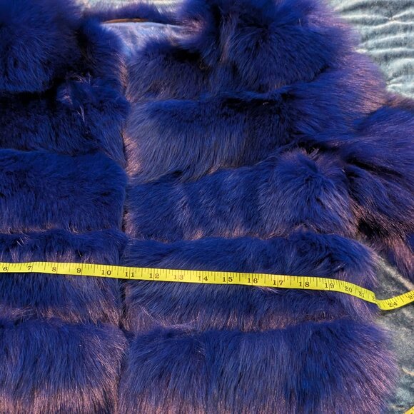 Royal Blue Fox Fur Jacket - Picture 6 of 15